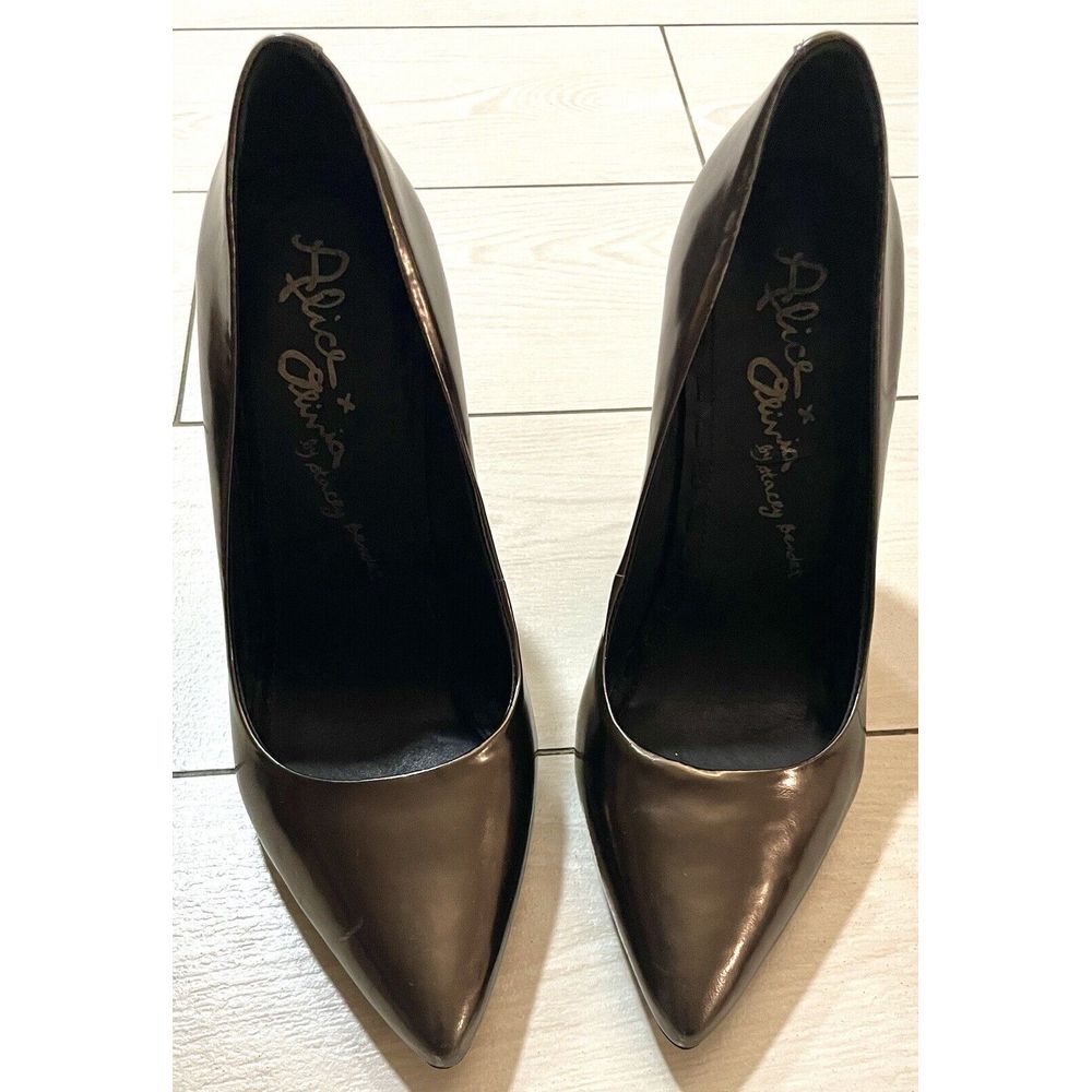Alice and Olivia by Stacey Bendet high copper Shinny wedge heels size‎ 37.5